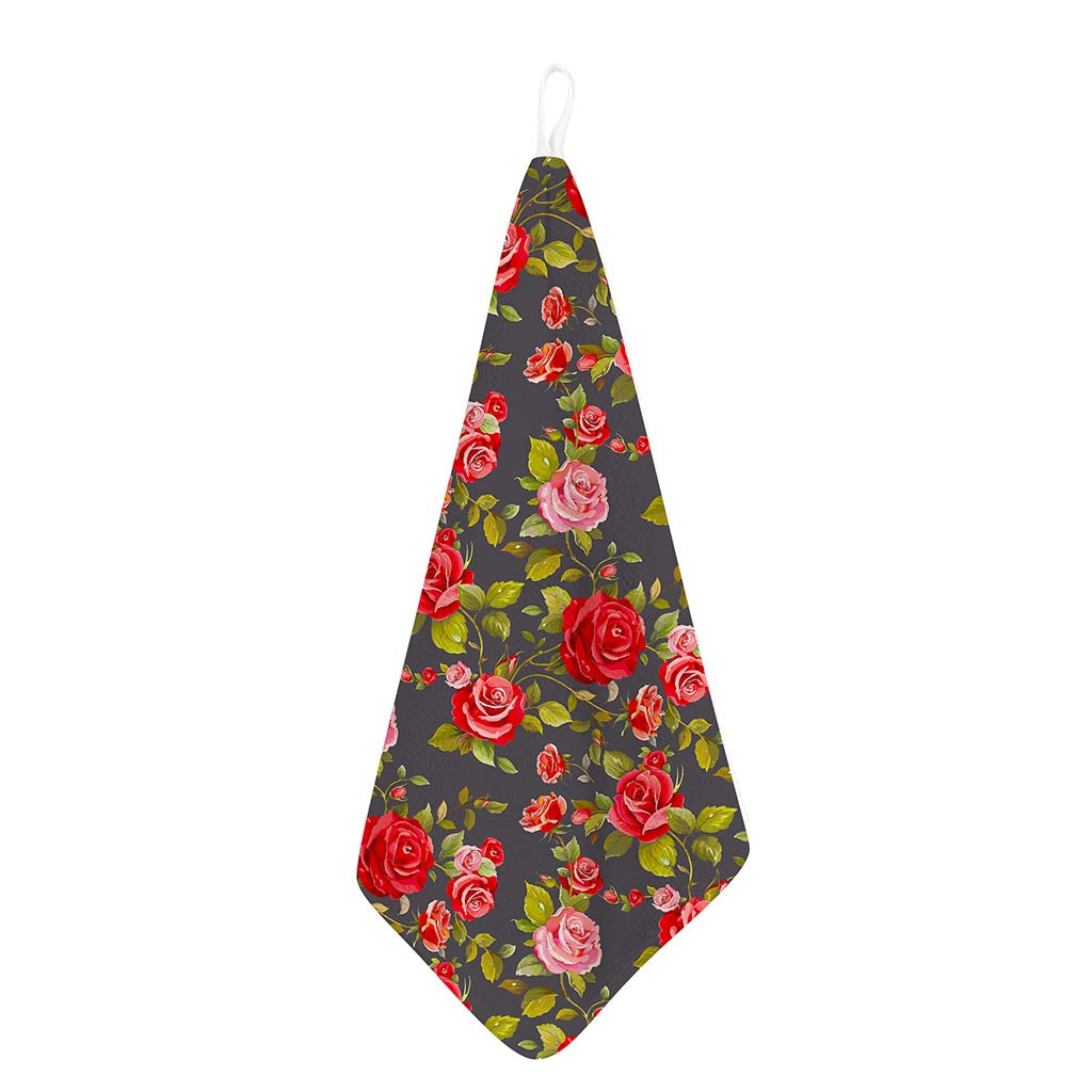 Pink Red Rose Floral Pattern Print Hand Towel