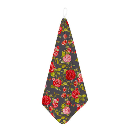 Pink Red Rose Floral Pattern Print Hand Towel