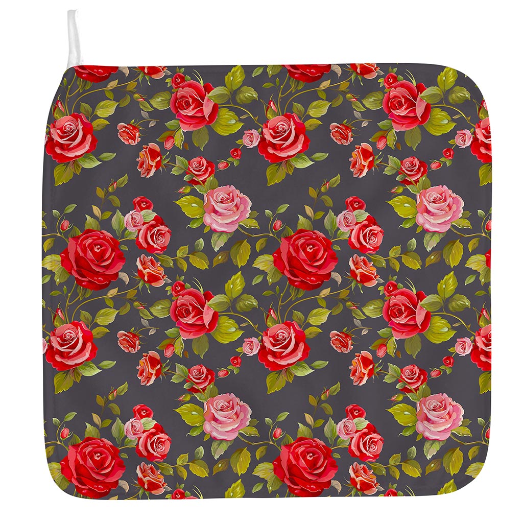 Pink Red Rose Floral Pattern Print Hand Towel
