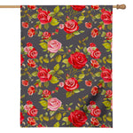 Pink Red Rose Floral Pattern Print House Flag
