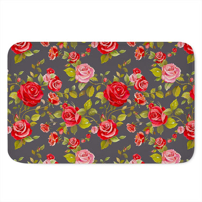Pink Red Rose Floral Pattern Print Indoor Door Mat