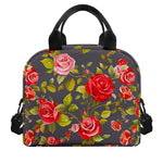Pink Red Rose Floral Pattern Print Insulated Lunch Bag