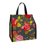 Pink Red Rose Floral Pattern Print Insulated Lunch Tote
