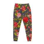 Pink Red Rose Floral Pattern Print Jogger Pants