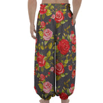 Pink Red Rose Floral Pattern Print Lantern Pants
