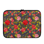Pink Red Rose Floral Pattern Print Laptop Sleeve