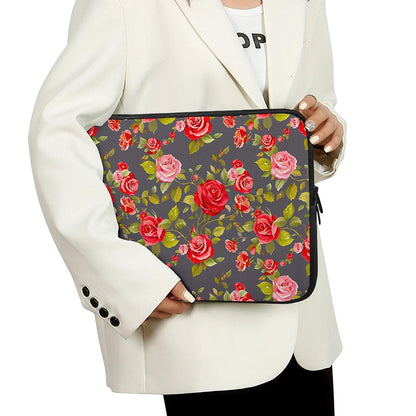Pink Red Rose Floral Pattern Print Laptop Sleeve