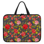 Pink Red Rose Floral Pattern Print Laptop Sleeve With Handle