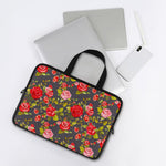 Pink Red Rose Floral Pattern Print Laptop Sleeve With Handle