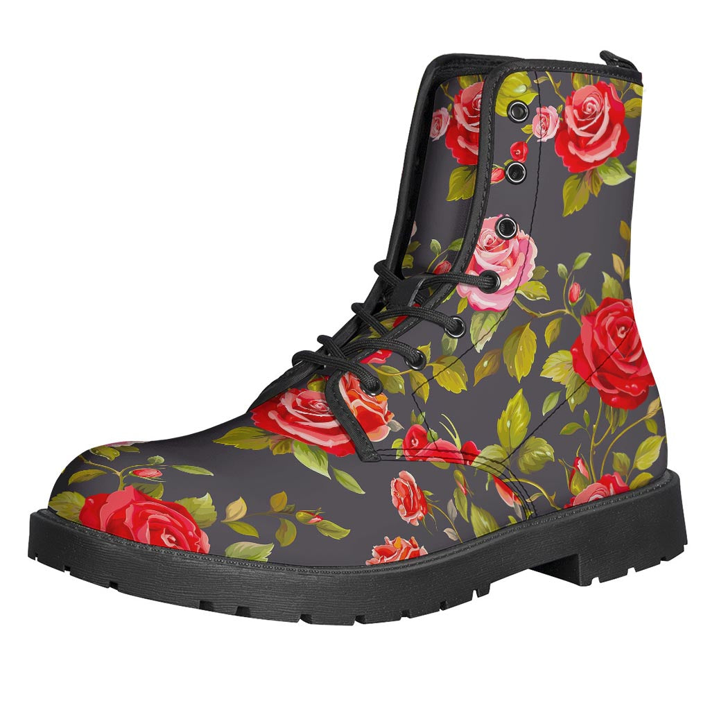 Pink Red Rose Floral Pattern Print Backpack