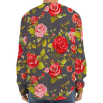 Pink Red Rose Floral Pattern Print Long Sleeve Baseball Jersey