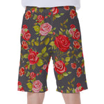 Pink Red Rose Floral Pattern Print Men's Beach Shorts