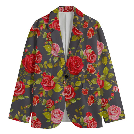 Pink Red Rose Floral Pattern Print Men's Blazer