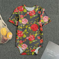 Pink Red Rose Floral Pattern Print Men's Bodysuit