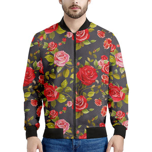 Pink Red Rose Floral Pattern Print Men's Bomber Jacket