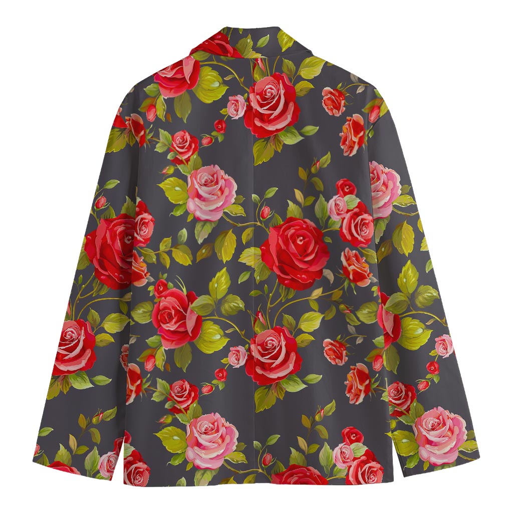 Pink Red Rose Floral Pattern Print Men's Cotton Blazer