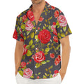 Pink Red Rose Floral Pattern Print Men's Deep V-Neck Shirt