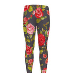 Pink Red Rose Floral Pattern Print Men's leggings