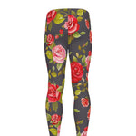 Pink Red Rose Floral Pattern Print Men's leggings