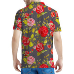 Pink Red Rose Floral Pattern Print Men's Polo Shirt