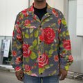 Pink Red Rose Floral Pattern Print Men's Shirt Jacket