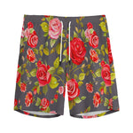 Pink Red Rose Floral Pattern Print Men's Sports Shorts