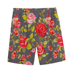 Pink Red Rose Floral Pattern Print Men's Sports Shorts