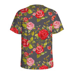 Pink Red Rose Floral Pattern Print Men's Sports T-Shirt