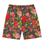 Pink Red Rose Floral Pattern Print Men's Swim Trunks