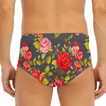 Pink Red Rose Floral Pattern Print Men's Triangle Swim Briefs