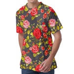Pink Red Rose Floral Pattern Print Men's Velvet T-Shirt