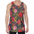 Pink Red Rose Floral Pattern Print Men's Velvet Tank Top