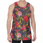 Pink Red Rose Floral Pattern Print Men's Velvet Tank Top