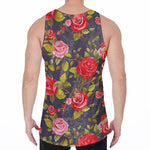 Pink Red Rose Floral Pattern Print Men's Velvet Tank Top