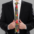 Pink Red Rose Floral Pattern Print Necktie