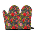 Pink Red Rose Floral Pattern Print Oven Mitts