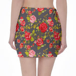 Pink Red Rose Floral Pattern Print Pencil Mini Skirt