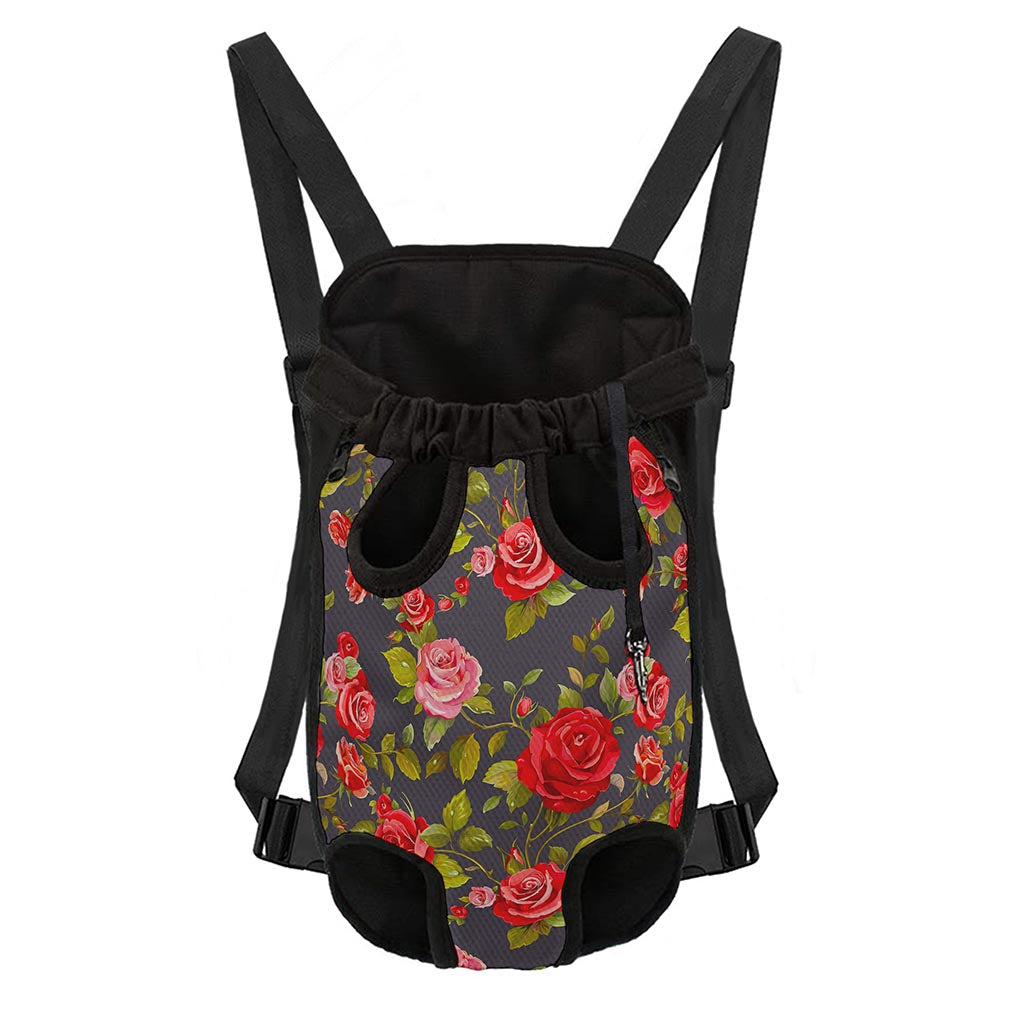 Pink Red Rose Floral Pattern Print Pet Carrier Backpack
