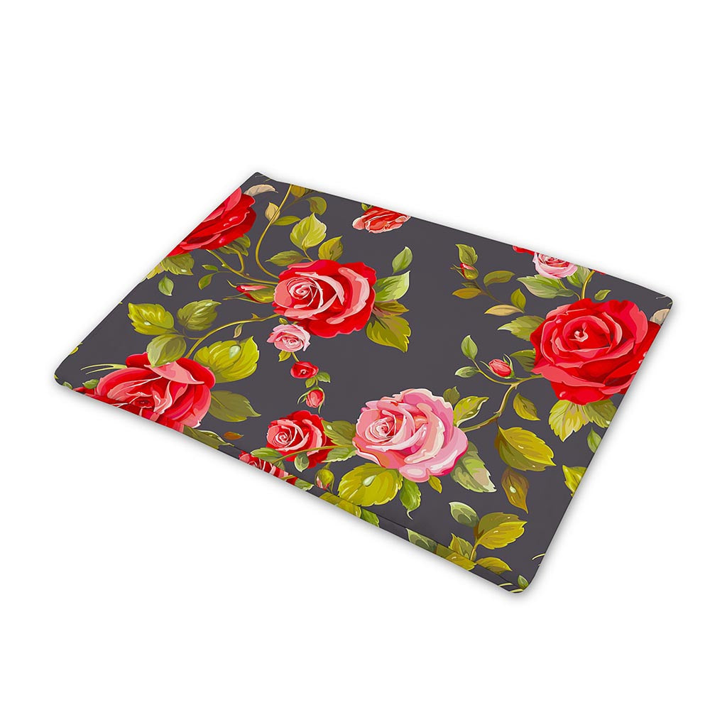 Pink Red Rose Floral Pattern Print Pet Cooling Mat Cover