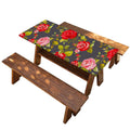 Pink Red Rose Floral Pattern Print Picnic Table Cover