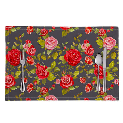 Pink Red Rose Floral Pattern Print Placemat