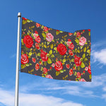 Pink Red Rose Floral Pattern Print Polyester Flag