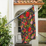 Pink Red Rose Floral Pattern Print Polyester Flag