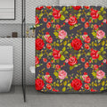 Pink Red Rose Floral Pattern Print Polyester Shower Curtain