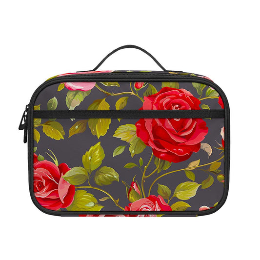 Pink Red Rose Floral Pattern Print Portable Lunch Bag