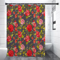 Pink Red Rose Floral Pattern Print Premium Shower Curtain
