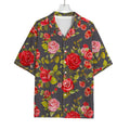 Pink Red Rose Floral Pattern Print Rayon Hawaiian Shirt