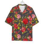 Pink Red Rose Floral Pattern Print Rayon Hawaiian Shirt