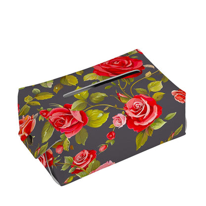 Pink Red Rose Floral Pattern Print Rectangle Tissue Box Cover