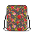 Pink Red Rose Floral Pattern Print Rectangular Crossbody Bag